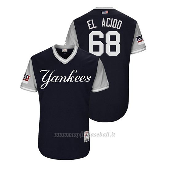 Maglia Baseball Uomo New York Yankees Dellin Betances 2018 Llws Players Weekend El Acido Blu